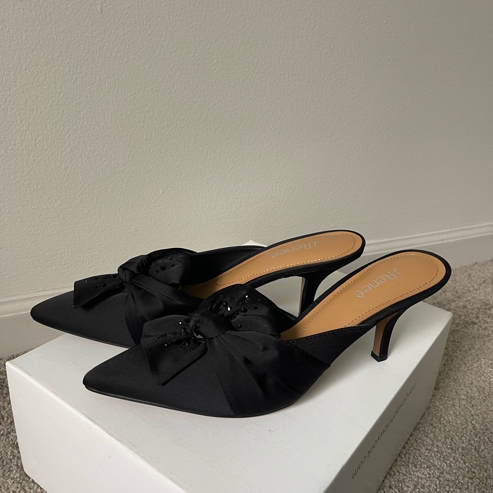 J.Renee MIANNA Pointed Toe Mule Women's Black Bow Size 11 - Picture 3 of 9